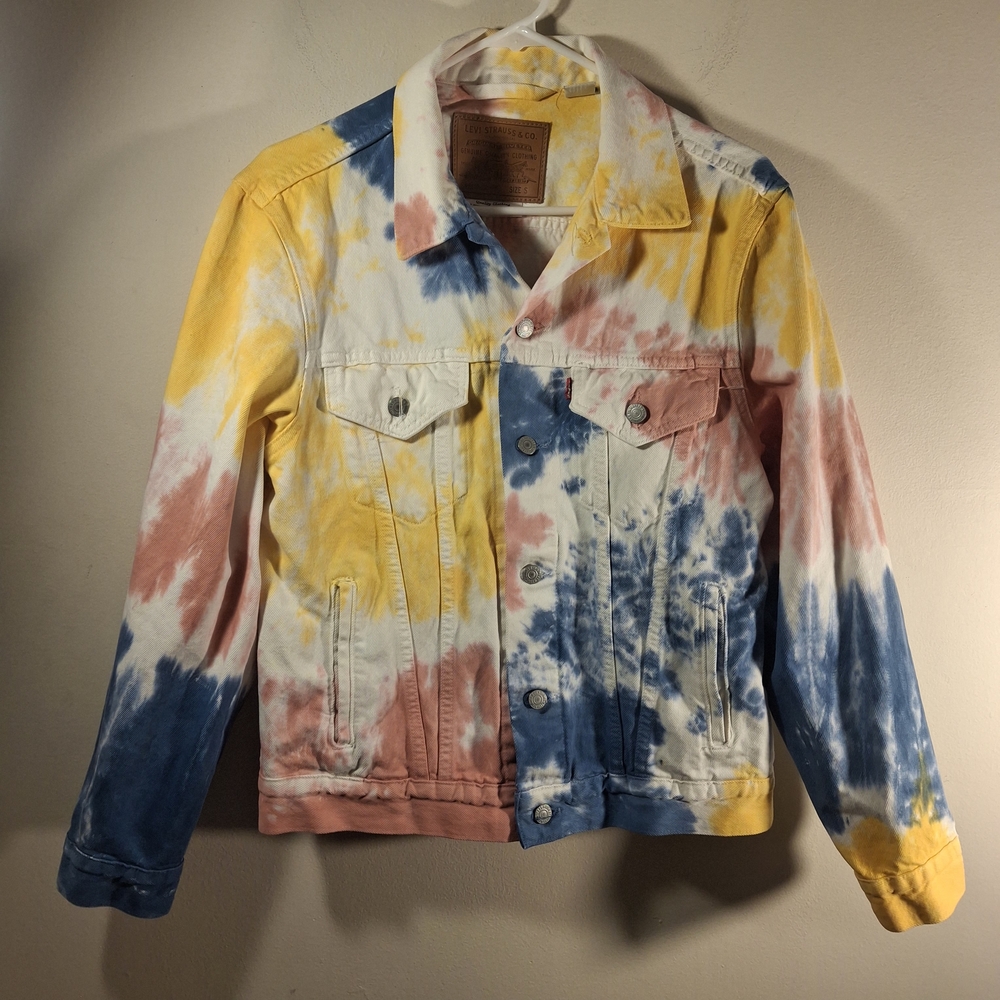 Levi's Red Tag Women's Colorful Tie-Dye Denim Trucker Jacket Size S